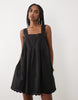 Abercrombie & Fitch square neck flowy mini dress in black