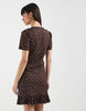 ONLY v-neck mini dress in brown polka dots