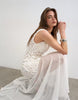 Topshop premium crochet knit full skirted dress in ecru