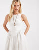 & Other Stories rich cotton volume waist hem midi dress in white