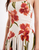 crinkle cami tie back midi dress with asymmetric waist in pink floral print