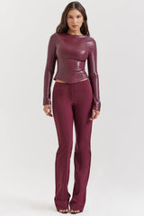 wine vegan leather top