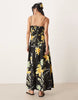 crinkle maxi sundress with shirred dropped waist in oversized floral print