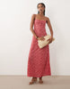 Mango strappy maxi dress in pink ditsy floral print