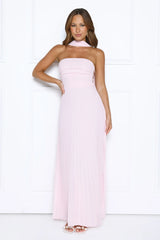 Sugar Babe Strapless Pleated Maxi Dress Pink