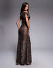 South Beach mesh maxi beach dress in leopard print