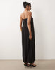 plisse bandeau trapeze midi dress in black