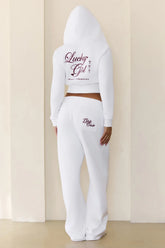 BASE Lucky Girl Zip Up Hoodie White