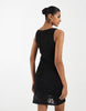 Vero Moda stretch floral lace sleeveless slash neck mini dress in black