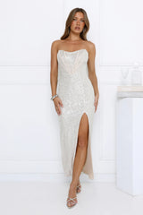 Your Reflection Maxi Dress Beige Sequin