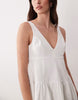 v-neck fit and flare mini sundress in white