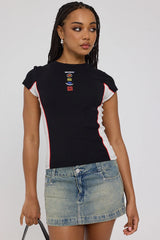 Worship 00s Micro Skirt Garbage Grime Blue