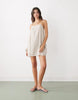 Monki linen blend cami mini dress with pockets in beige