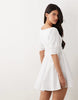 poplin lantern sleeve mini dress in white