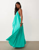 Petite trapeze scoop neck full hem maxi dress with bead detail back in aqua