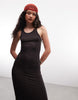 Weekday super soft jersey maxi dress in brown