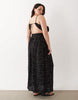 Esmee Curve shirred maxi beach dress in black & white polka dot