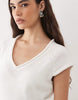 knitted cotton blend boat neck dress in ecru