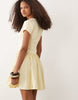 hybrid button front mini dress with poplin skirt in buttermilk yellow