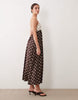 Abercrombie & Fitch v neck flowy maxi dress with built in bra in brown floral print
