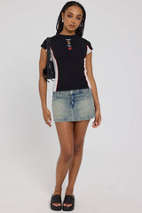 Worship 00s Micro Skirt Garbage Grime Blue