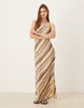 halter neck chiffon maxi dress in multi stripes