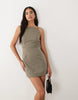 Kaiia exclusive 90s tailored square neck open back belted mini dress in charcoal