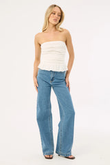 Perfect Stranger Zemi Gathered Strapless Top White