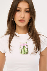 Luck & Trouble Pickles Ribbon Baby Tee White