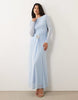 Daska slash neck tie front trim detail maxi dress in sky blue