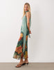 midaxi slip dress with scarf in green floral