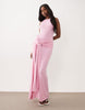South Beach halterneck maxi dress with wrap waist in baby pink