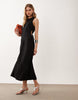 Mango sleeveless cut out waist maxi dress in black