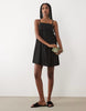 halterneck a-line hybrid mini dress in black