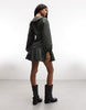 Reclaimed Vintage mini dress with asymmetric placket in charcoal gray