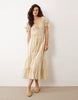 Miss Selfridge milkmaid corset detailing midaxi dress in vintage wallpaper