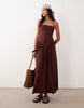 drop waist halter neck sundress in chocolate