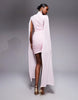 Ruched & Ready sculpting mock neck mesh cape and twisted skirt detailing mini dress in baby pink