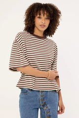 Lioness Bloom Short Sleeve Dark Chocolate Stripe