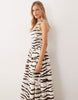 crinkle scoop neck midaxi sundress with shirred waist in animal print
