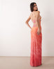 I.AM.GIA Ellery cami open back butterfly detail maxi dress in pink and orange ombre animal print