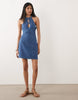 Miss Selfridge denim mandarin mini dress in indigo