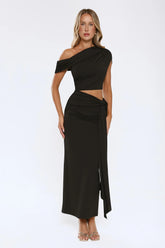 The Mood Piece One Shoulder Maxi Dress Black