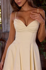 lemon cotton princess cut midi sundress