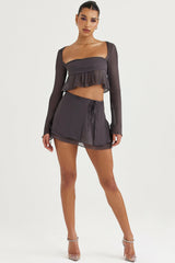 shadow floaty layered mini skirt