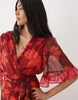 Hope & Ivy flutter sleeve contrast wrap maxi dress in red floral