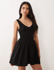 corset waist mini dress in black
