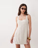 square neck bodycon mini sundress in oat