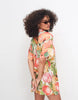 bowling shirt dress in tropical fruit print
