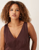 Curve waisted v neck maxi dress with seaming details in chocolate